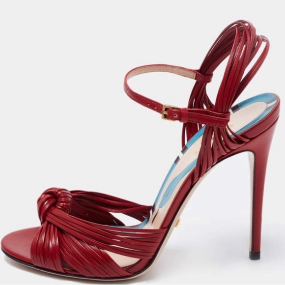 Gucci Shoes - Gucci Malaga Knotted strappy open toe leather sandals 40.5